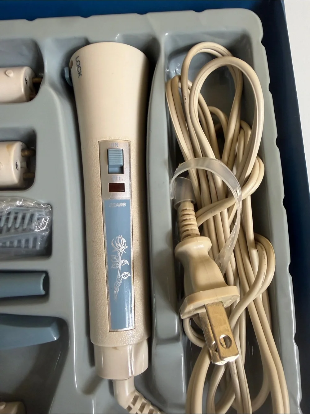 Vintage Sears Professional Styling Combo Hair Curling Iron Brush Kit 9pc Boxed